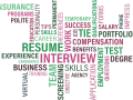 Słowa kluczowe związane z karierą i procesem rekrutacji: RESUME, INTERVIEW, SKILLS, EXPERIENCE, EDUCATION, SUCCESS, PORTFOLIO, SALARY, COMPENSATION, EMPLOYMENT, APPLICATION, TEST, DEGREE, INSURANCE, PROGRAMS, POLITE, TEMPORARY, PERSONALITY, TIPS, REFER...