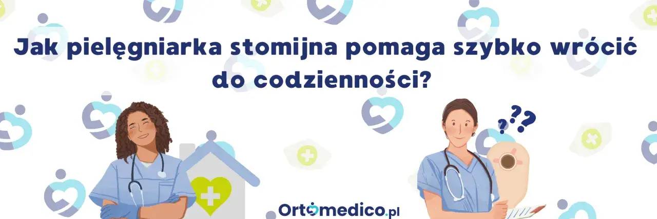 Pielęgniarka stomijna z peg sondą pomaga pacjentowi wrócić do codzienności.