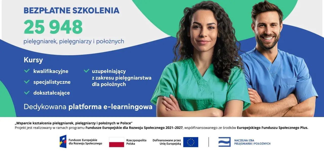 Darmowe kursy dla 25 948 pielęgniarek, pielęgniarzy i położnych. Dostępne szkolenia kwalifikacyjne, specjalistyczne i dokształcające.