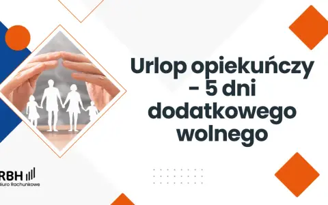 Ręce chroniące rodzinę z papieru. Informacja o urlopie opiekuńczym – 5 dni dodatkowego wolnego.