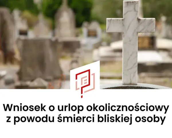 Biały krzyż na cmentarzu, symbol żałoby. Wniosek o urlop okolicznościowy z powodu śmierci bliskiej osoby.