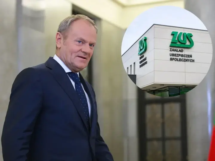 Donald Tusk i budynek ZUS. Dyskusja o emeryturach stażowych trwa.