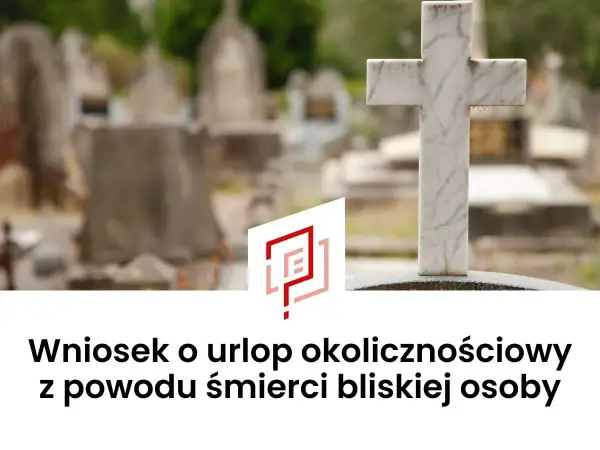 Biały krzyż na cmentarzu, symbol żałoby. Wniosek o urlop okolicznościowy z powodu śmierci bliskiej osoby.